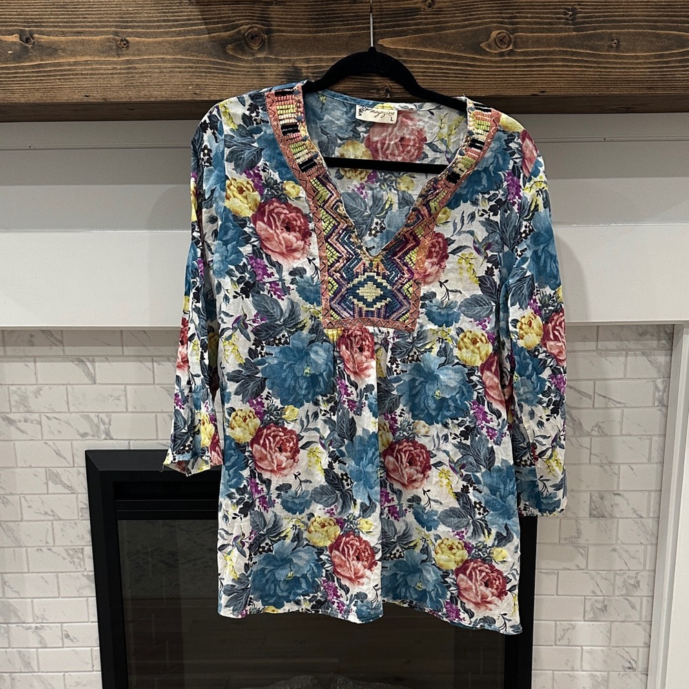 Colorful Floral Embroidered Blouse 4 for $20